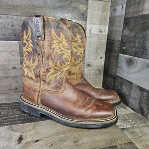Justin Brown Men's 11 D Leather Square Toe Original Cowboy Work Boots WK4681